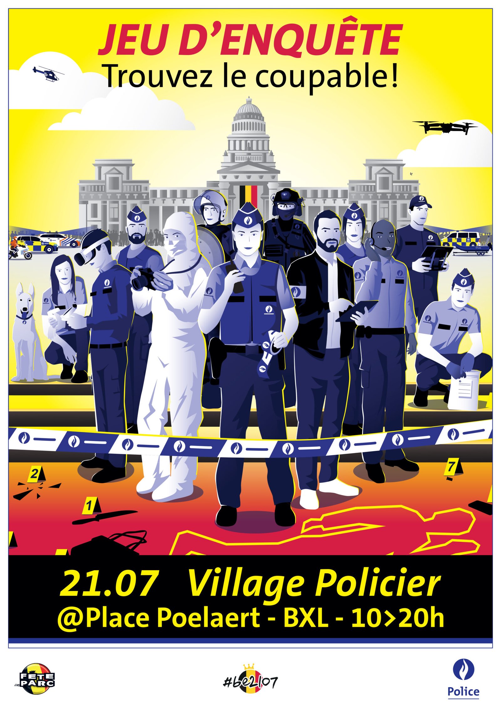 Affiche du jeu d'enquête du Village Policier